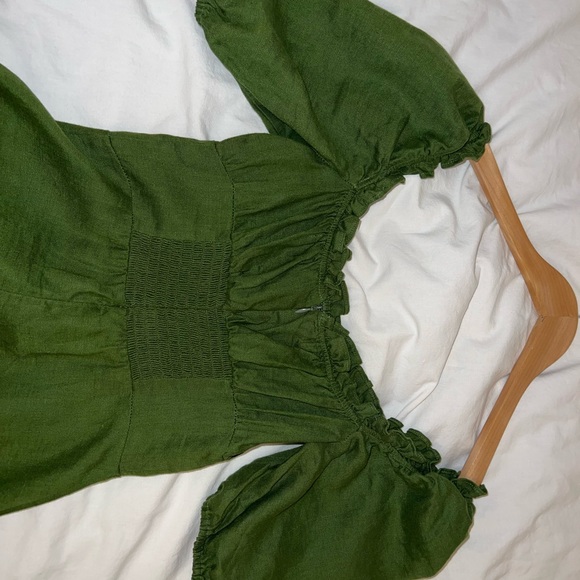 Reformation Jacqueline Linen Dress in Moss - Picture 7 of 7